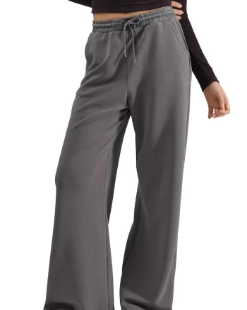 Pantaloni dama,  Gri inchis, Textil
