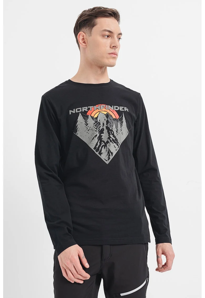 Tricou bumbac cu maneca lunga barbati Clair, Rosu/Negru/Gri