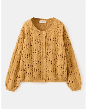 Cardigan lejer cu nasturi, Ocru