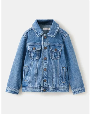 Jacheta din denim cu nasturi, Albastru pastel