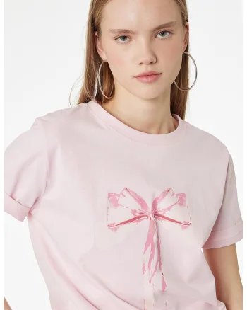 Tricou din bumbac cu imprimeu, Roz pal