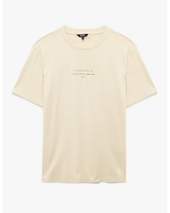 Tricou din bumbac cu imprimeu pe partea din spate, Bej