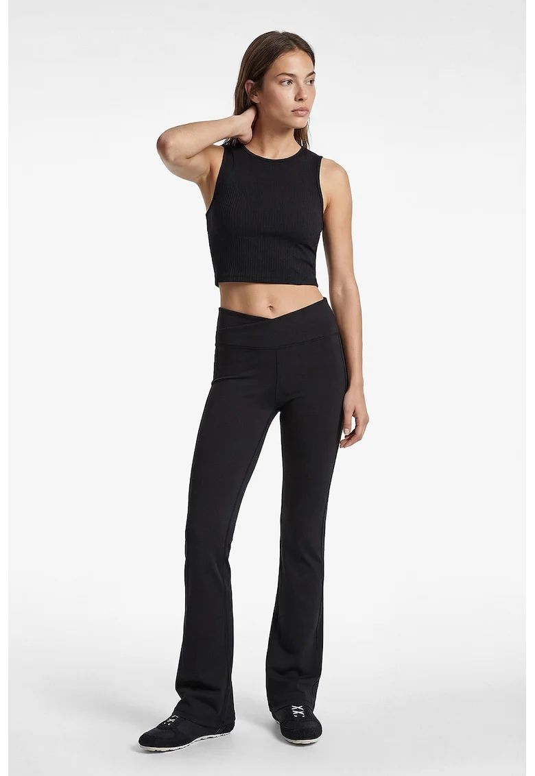 Colanti slim-fit cu croiala evazata, Negru