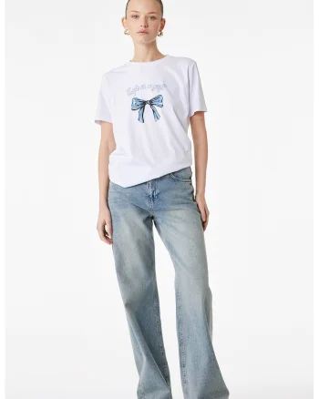 Tricou din bumbac cu imprimeu, Alb/Albastru lavanda