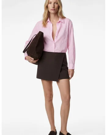 Pantaloni scurti din amestec de lyocell cu aspect texturat, Roz pastel