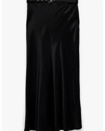 Fusta lunga cu model uni, Negru