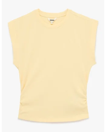 Tricou uni din amestec de bumbac, Galben pai