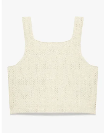 Top crosetat cu decolteu patrat, Bej