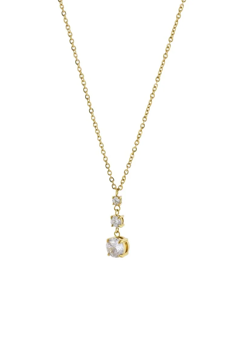 Colier placat cu aur de 18K si decorat cu zirconia, Auriu