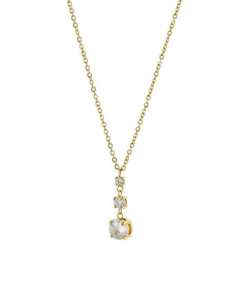 Colier placat cu aur de 18K si decorat cu zirconia, Auriu