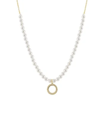 Colier din perle sintetice placat cu aur de 18K, Auriu