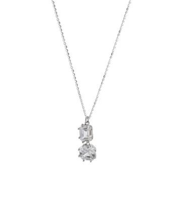 Colier placat cu rodiu si decorat cu zirconia, Argintiu