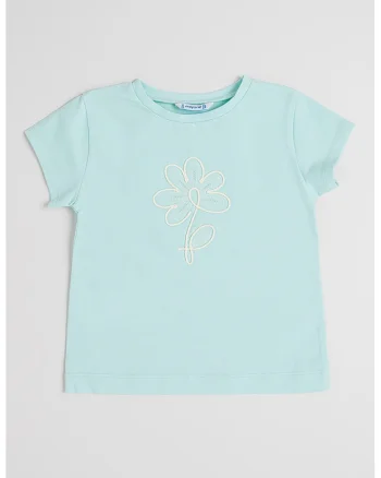 Tricou din amestec de bumbac cu broderie, Verde menta