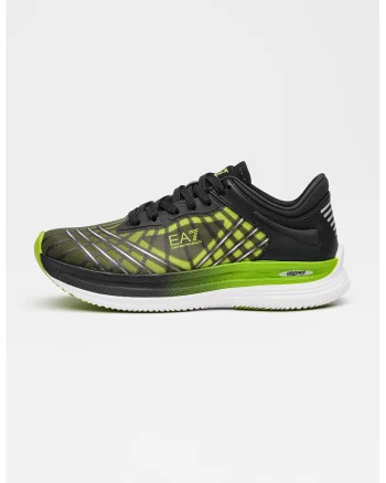 Pantofi sport din plasa cu garnituri din material sintetic, Verde/Negru/Argintiu