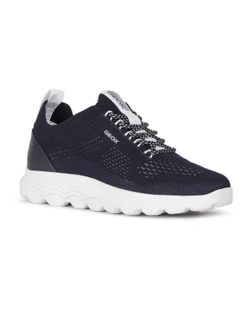 Pantofi sport din plasa tricotata cu detaliu de piele, Albastru