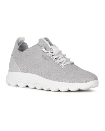 Pantofi sport din plasa tricotata cu detaliu de piele, Gri