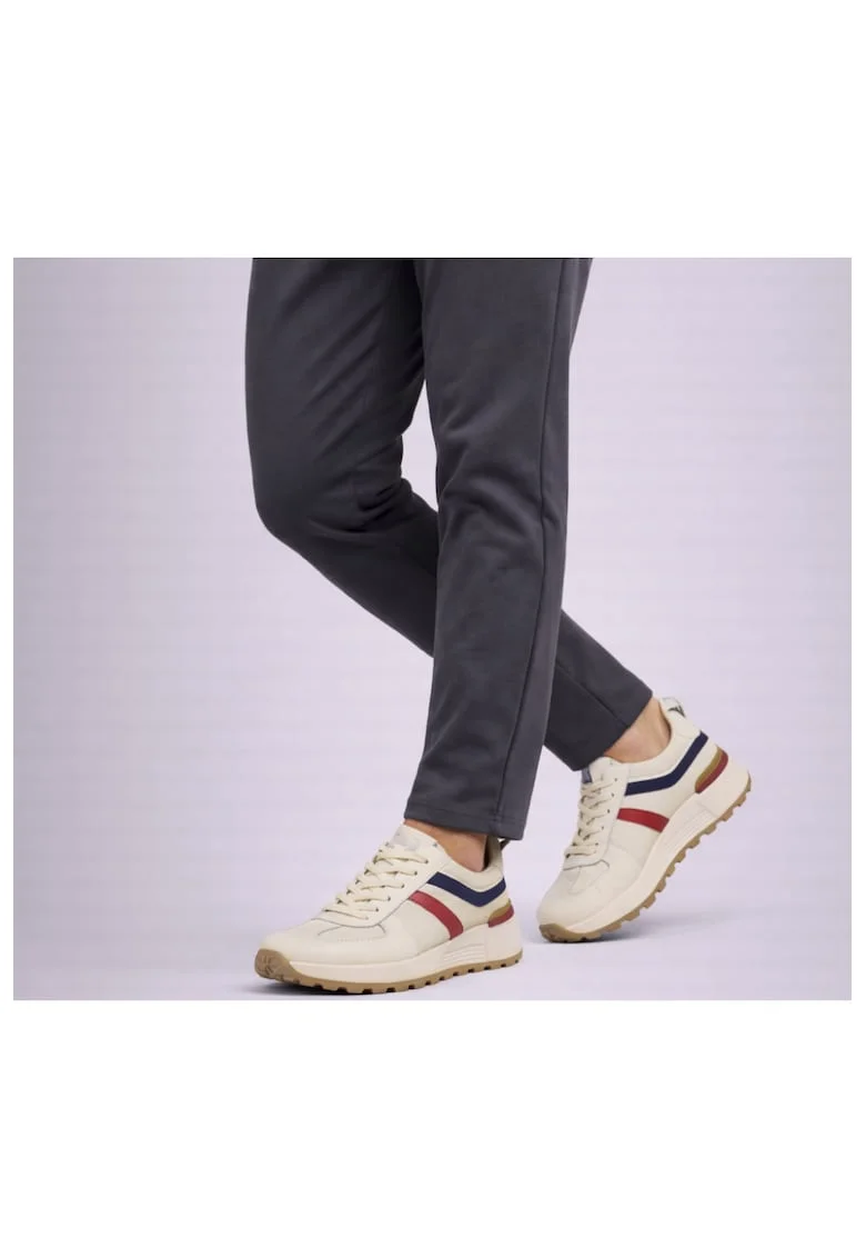 Pantofi sport din piele cu detalii contrastante, Alb