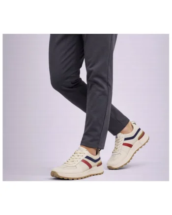 Pantofi sport din piele cu detalii contrastante, Alb