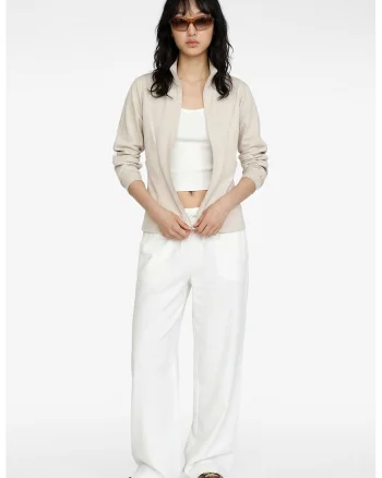 Bluza de trening slim fit din amestec de modal, Maro nisip