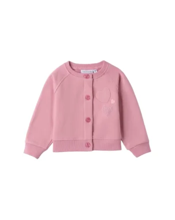 Hanorac fete  tip bomber din bumbac elastic fleece cu interior periat cu nasturi si aplicatii cu strasuri