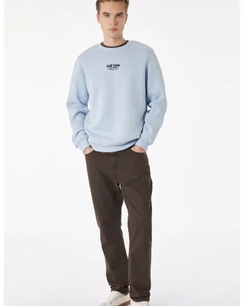 Bluza de trening din amestec de bumbac cu text brodat, Albastru pastel