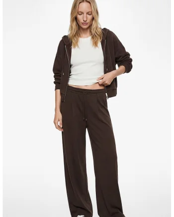 Pantaloni ampli cu snur, Maro inchis