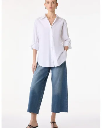 Blugi crop cu buzunare, Albastru indigo