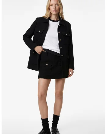 Fusta mini din bouclé, Negru