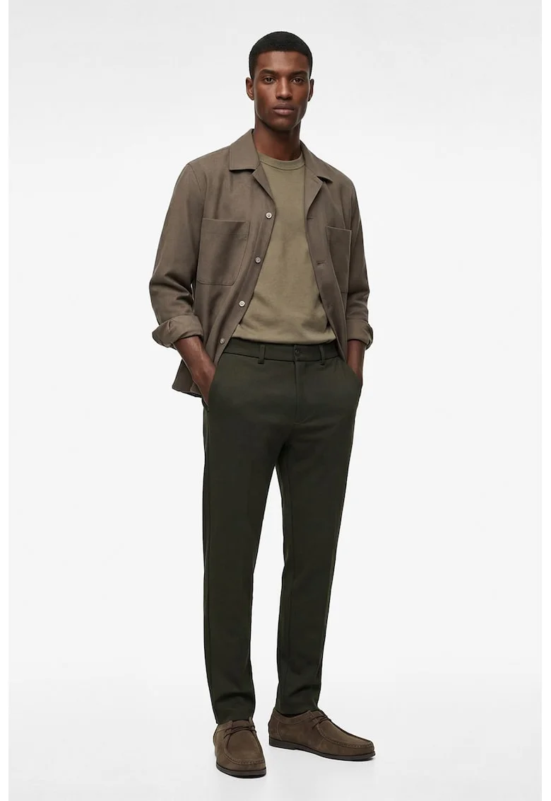 Pantaloni chino cu talie medie, Kaki inchis