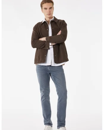 Blugi slim fit cu talie medie, Albastru prafuit