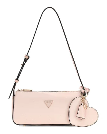 Geanta mica cu bareta de umar si accesoriu logo detasabil Isobel, Piersica