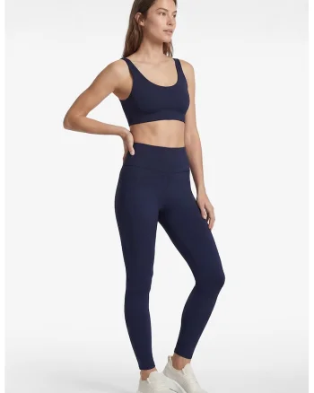 Colanti crop cu talie inalta, Bleumarin