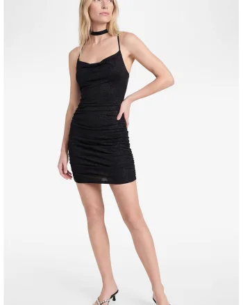 Rochie cambrata stralucitoare, Negru