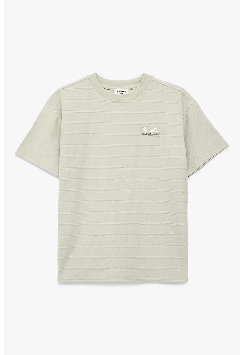 Tricou de bumbac cu decolteu la baza gatului, Verde pal