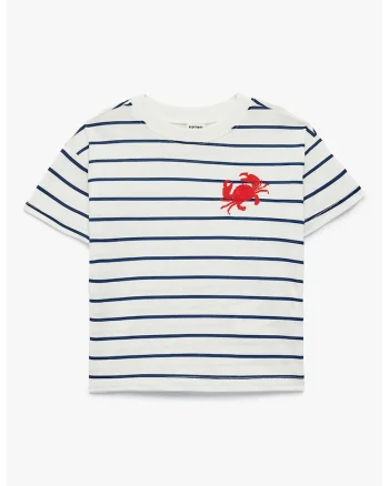 Tricou de bumbac cu dungi, Rosu/Alb/Bleumarin