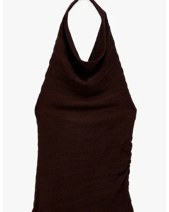 Tricou slim fit uni, Maro inchis