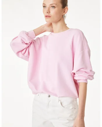 Bluza de trening cu decolteu la baza gatului, Roz deschis