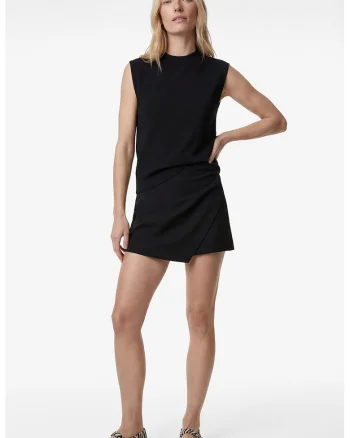 Fusta-pantalon mini cu talie medie, Negru