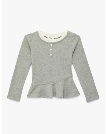 Bluza striata cu volane, Gri melange