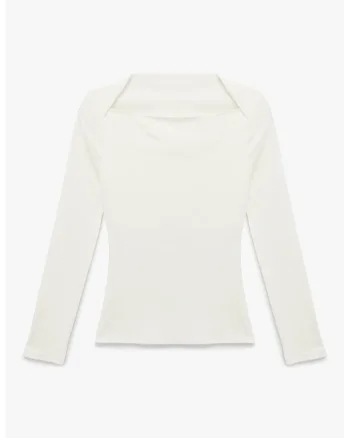 Bluza cu decolteu patrat, Alb fildes