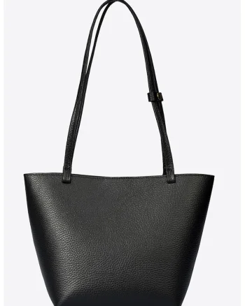 Geanta shopper din piele granulata, Negru