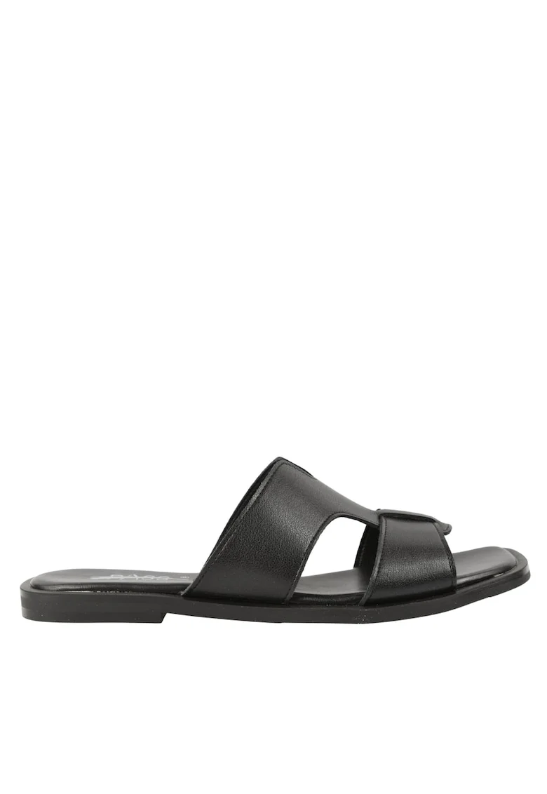 Papuci casual, dama, piele naturala, negru, Negru