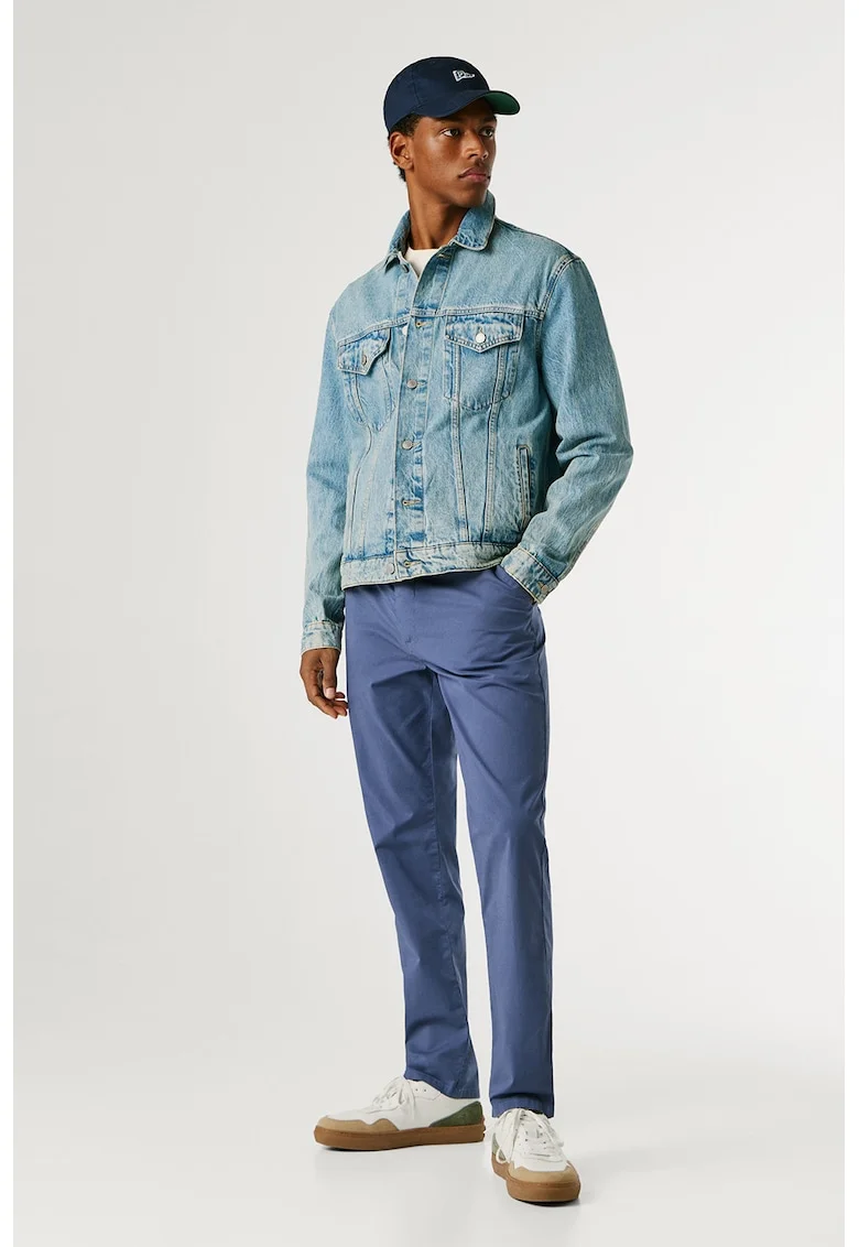 Pantaloni Chino cu croiala slim-fit, Albastru stins