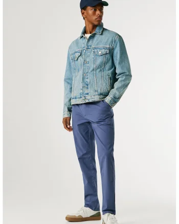 Pantaloni Chino cu croiala slim-fit, Albastru stins
