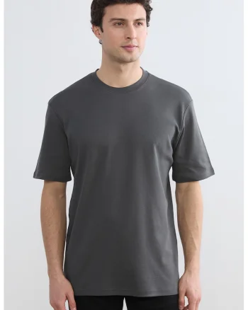 Tricou regular fit din bumbac, Gri antracit