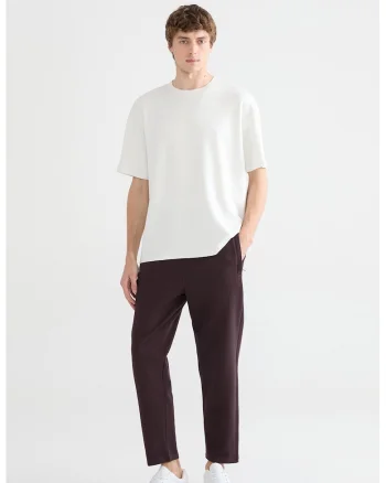 Pantaloni de trening cu snur interior si model uni, Violet pruna