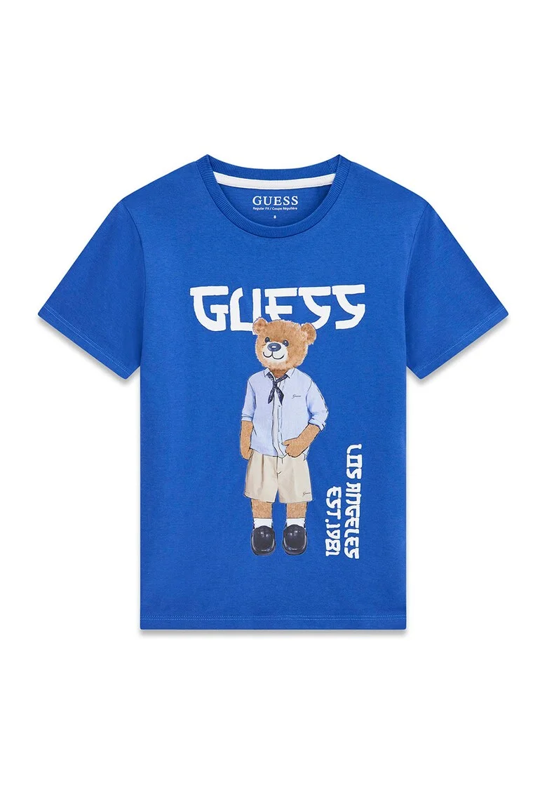 Tricou regular fit cu decolteu la baza gatului, Albastru royal