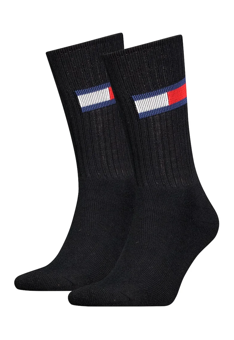 Set de sosete lungi unisex, striate - 2 perechi, Alb, Alb/Negru/Albastru