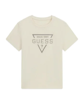 Tricou cu imprimeu logo, Bej inchis