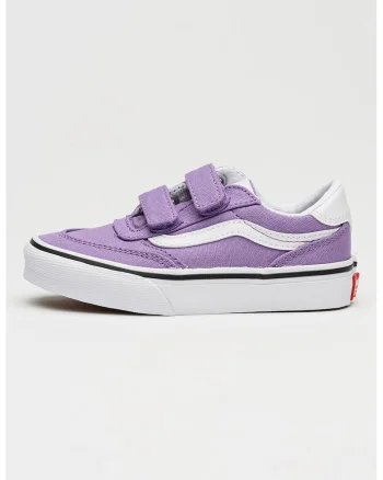 Tenisi Brooklyn cu inchidere velcro si piele intoarsa, Violet